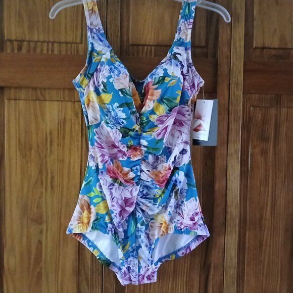 MAXINE OF HOLLYWOO tropical print one piece swimsuit sz 6 woman's -NWT - Picture 1 of 2